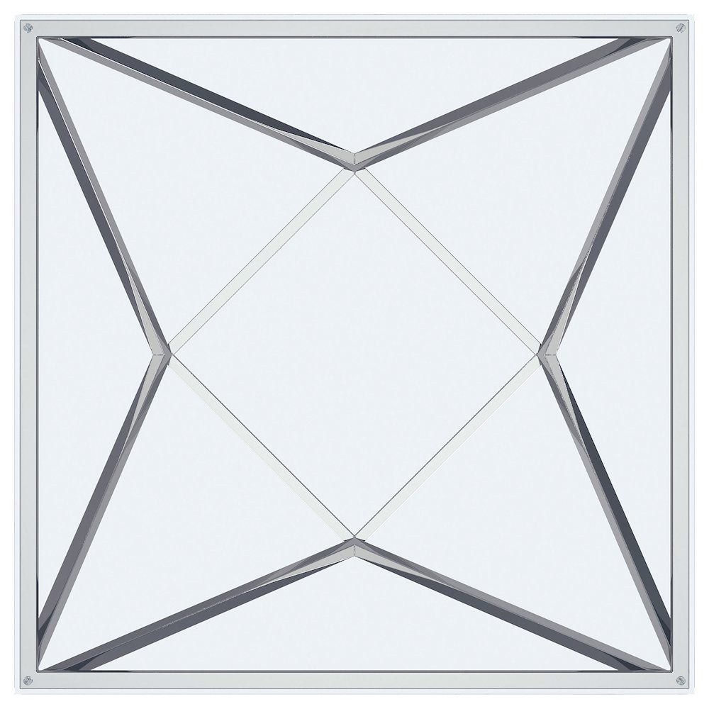 Brittania Square Glass Top Geometric End Table Nickel. Picture 6
