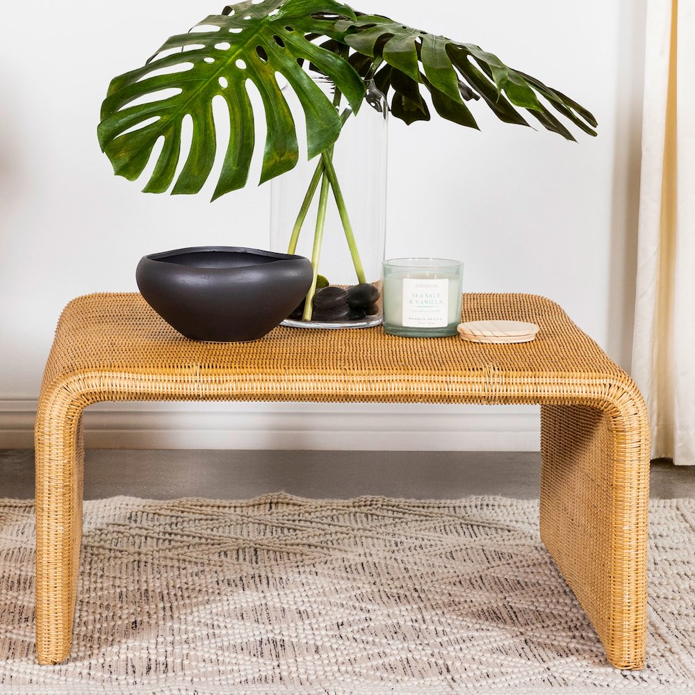 Juanita Square Woven Rattan Coffee Table Natural. Picture 5