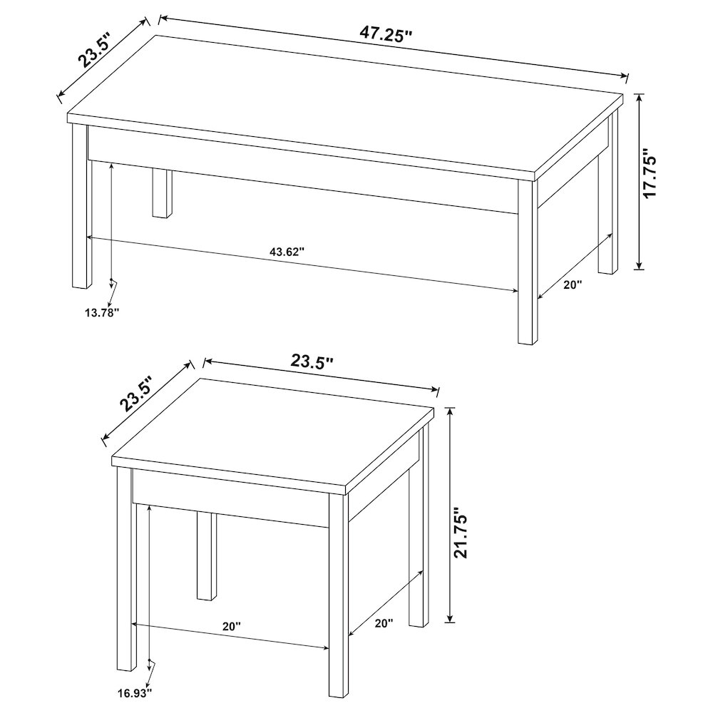 Stacie 3-piece Coffee Table Set Distressed Pine and White. Picture 11