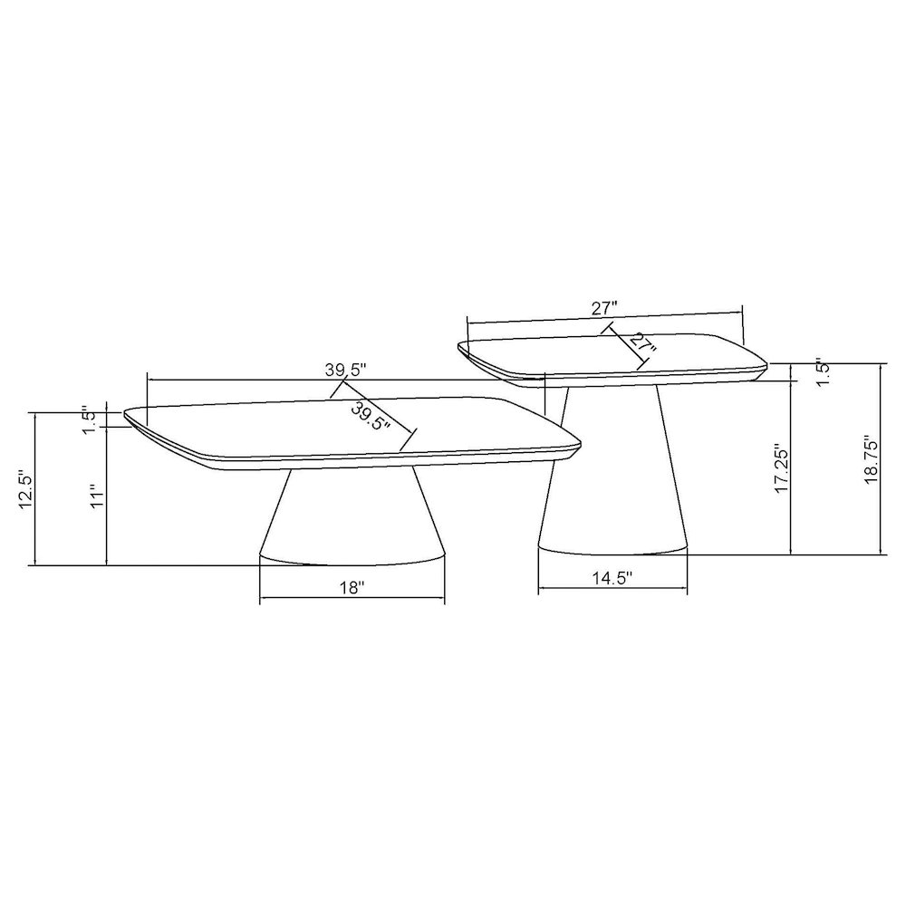Eason 2-piece Coffee Table Set Walnut and Black. Picture 10