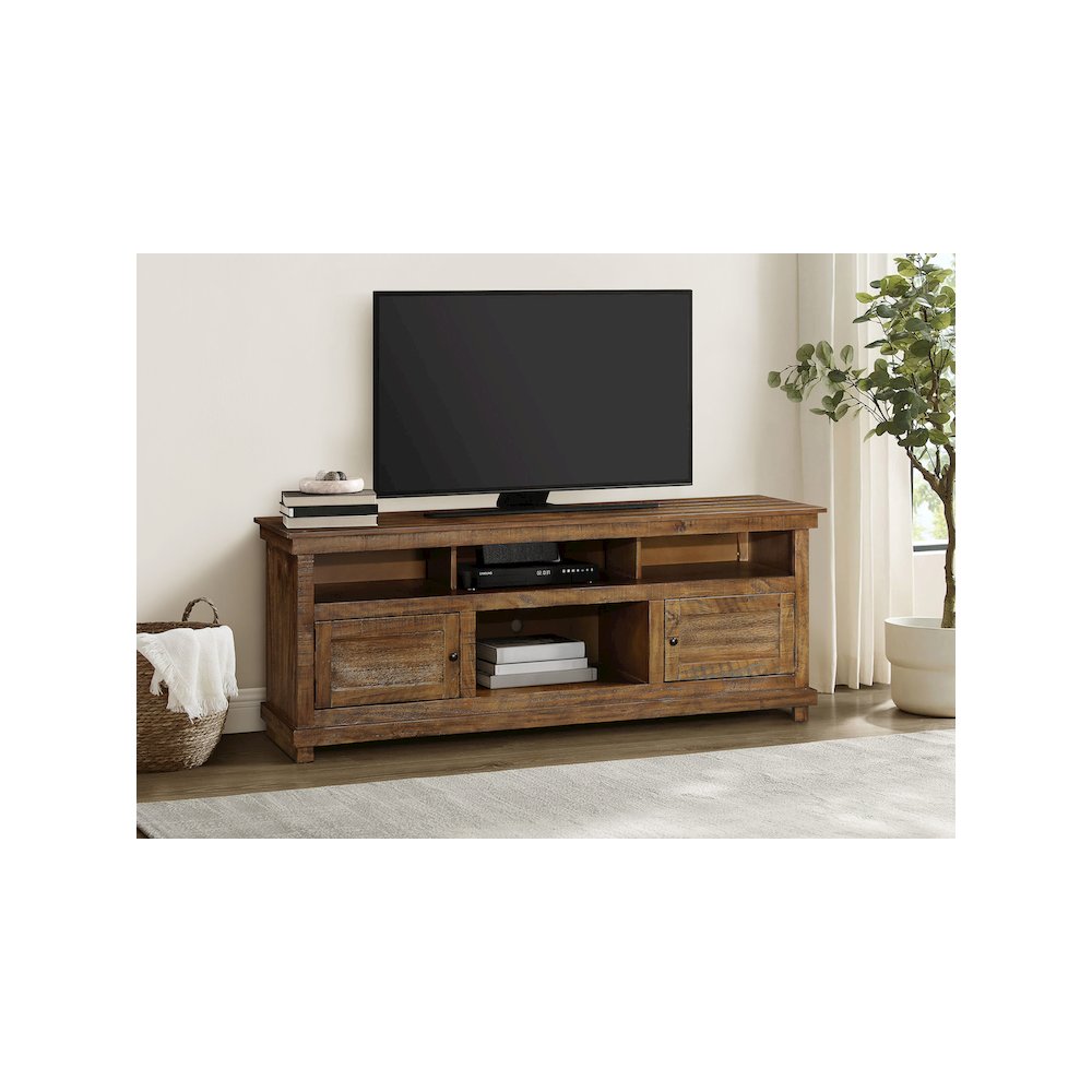 Payne 70-inch TV Stand Media Console Distressed Brown. Picture 12