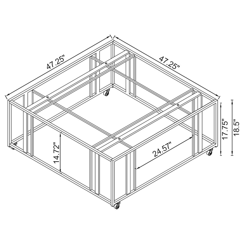 Adri Square Glass Top Coffee Table with Casters Black Nickel. Picture 9