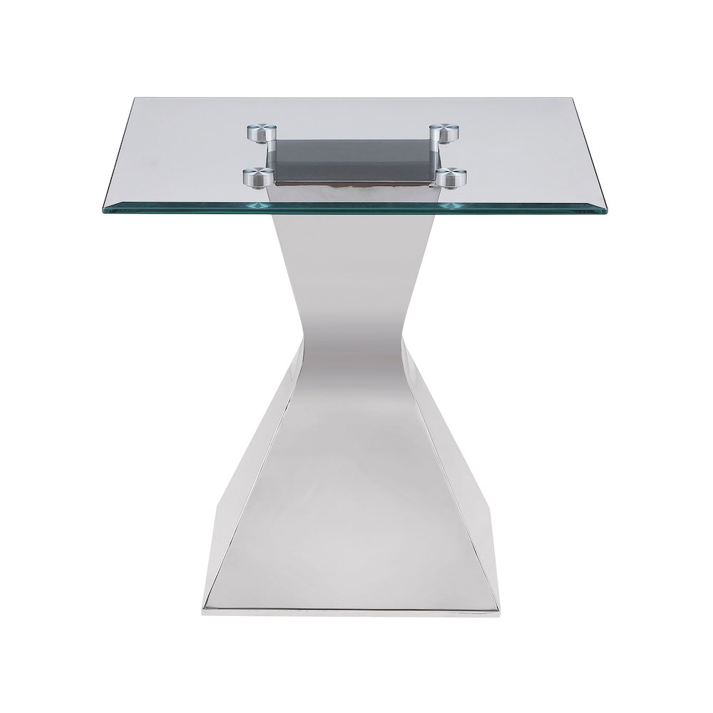 Jenny Glass Top Stainless Steel Side End Table Chrome. Picture 3
