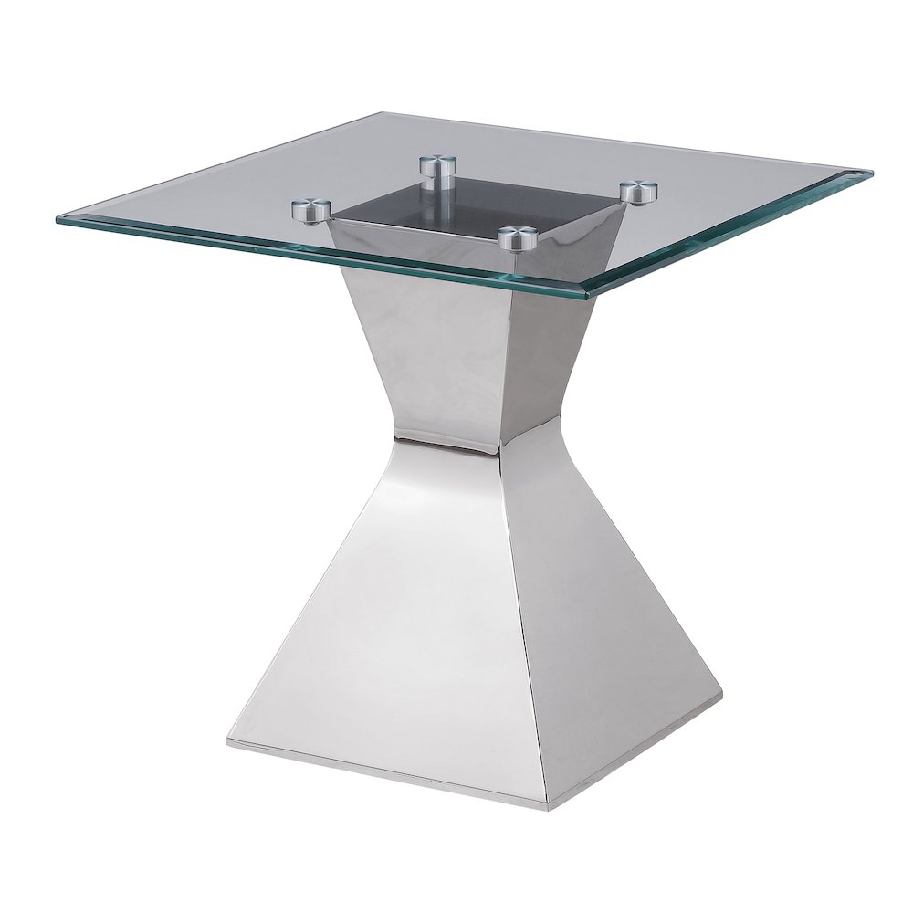 Jenny Glass Top Stainless Steel Side End Table Chrome. Picture 4