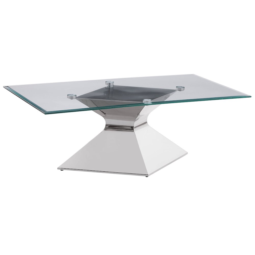 Jenny Glass Top Stainless Steel Coffee Table Chrome. Picture 1