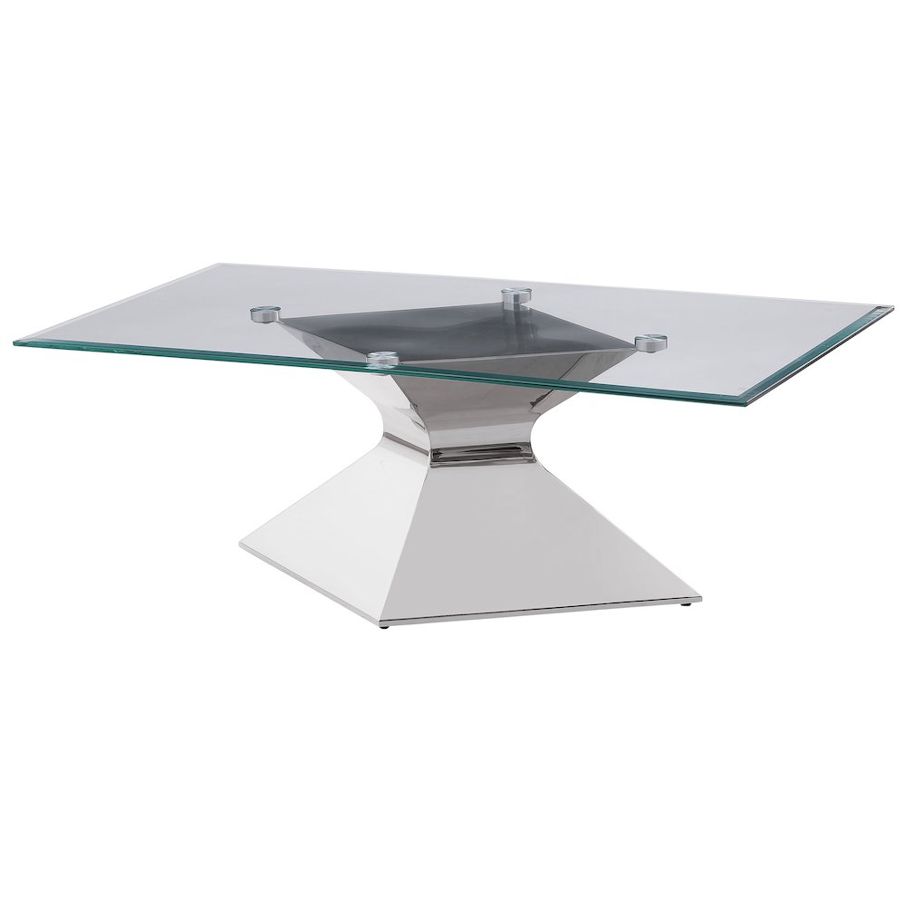 Jenny Glass Top Stainless Steel Coffee Table Chrome. Picture 4