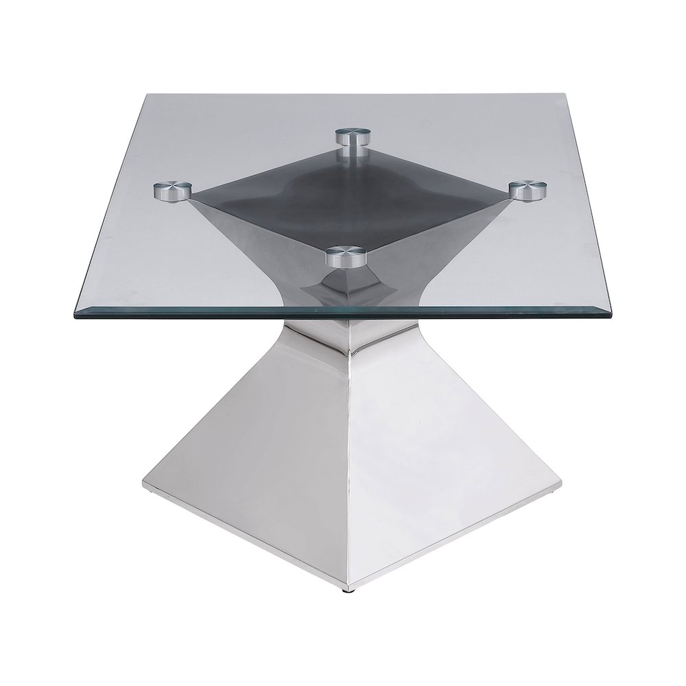 Jenny Glass Top Stainless Steel Coffee Table Chrome. Picture 5