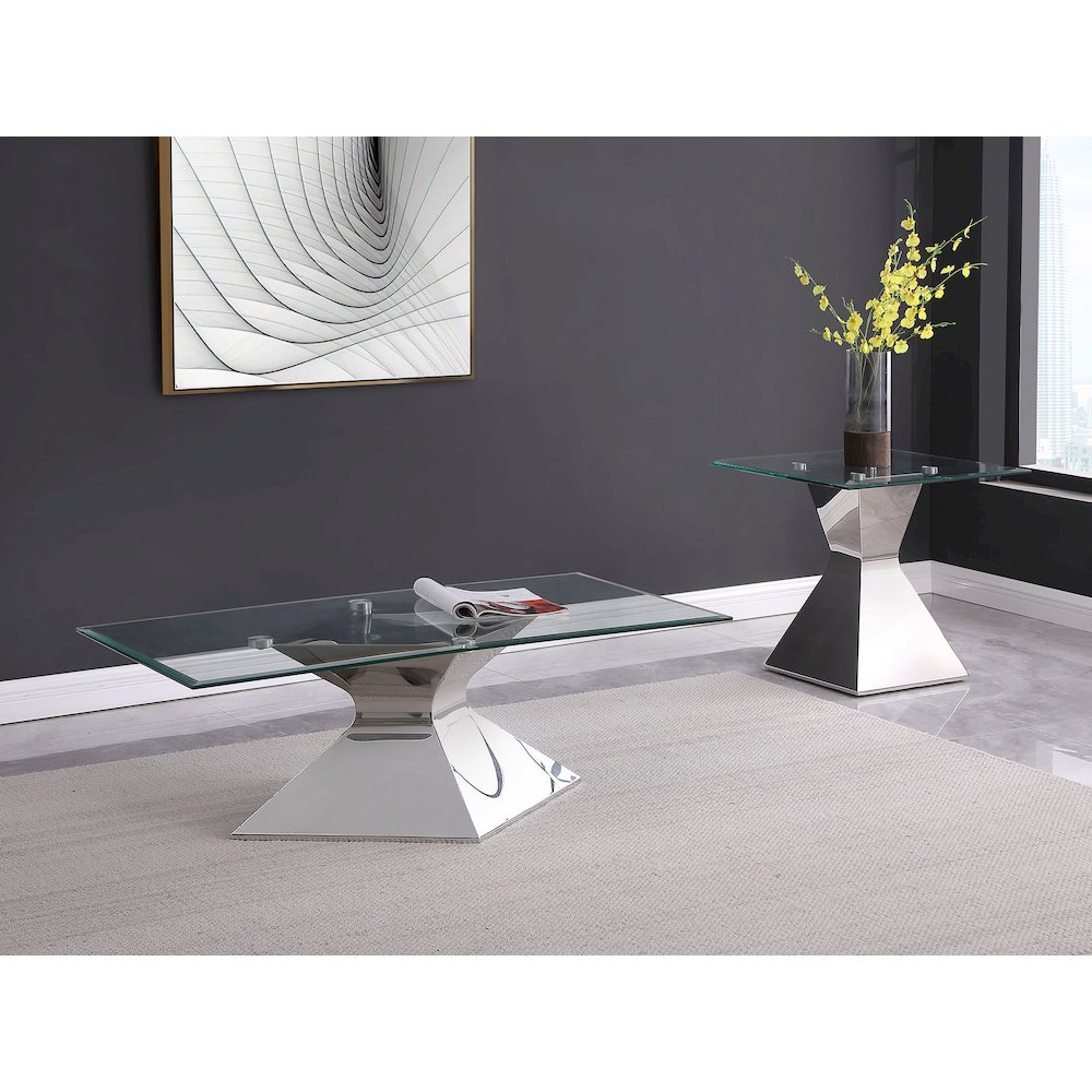 Jenny Glass Top Stainless Steel Coffee Table Chrome. Picture 8