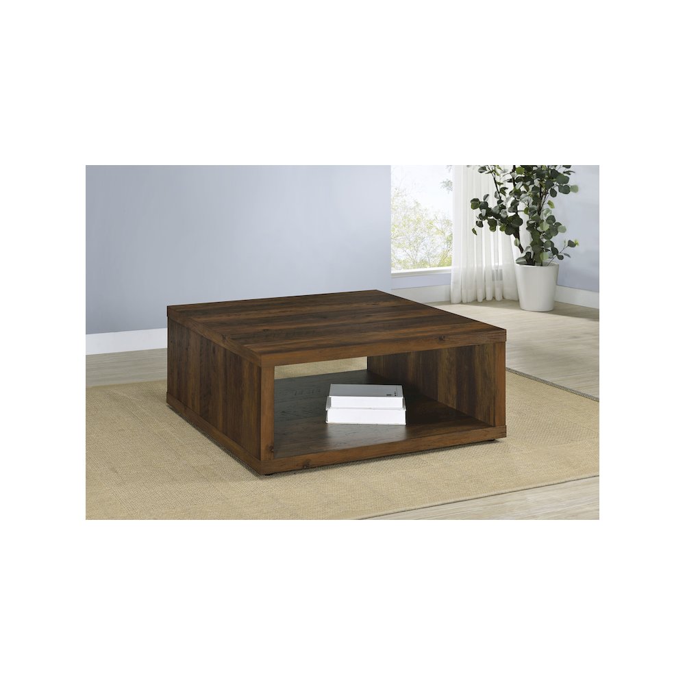 Frisco Square Engineered Wood Coffee Table Dark Pine. Picture 8