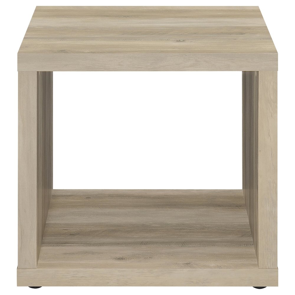 Frisco Square Engineered Wood Side End Table Distressed Pine. Picture 3