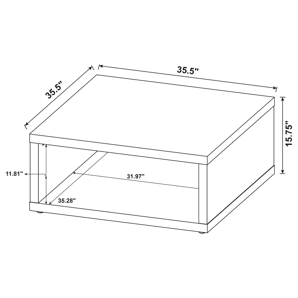Frisco Square Engineered Wood Coffee Table Distressed Pine. Picture 10