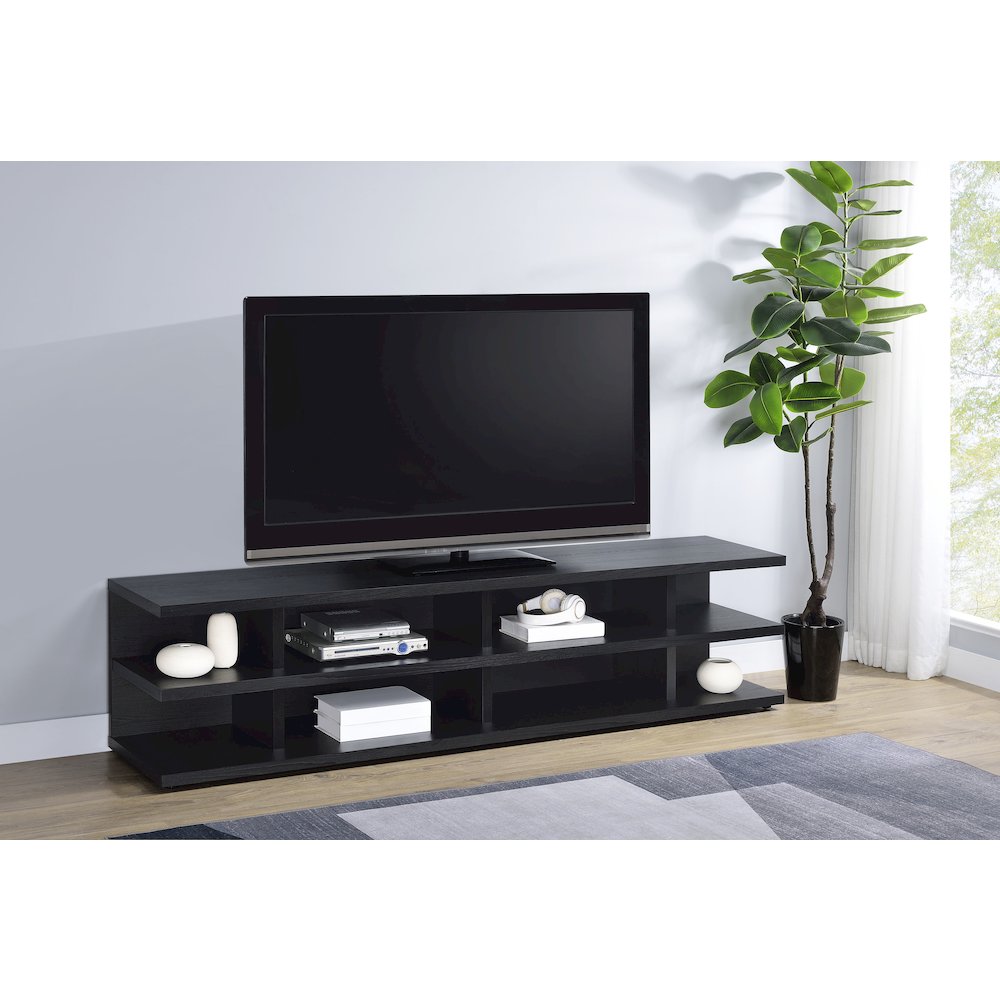 Cartmill 78-inch 2-tier TV Stand Media Console Black. Picture 2