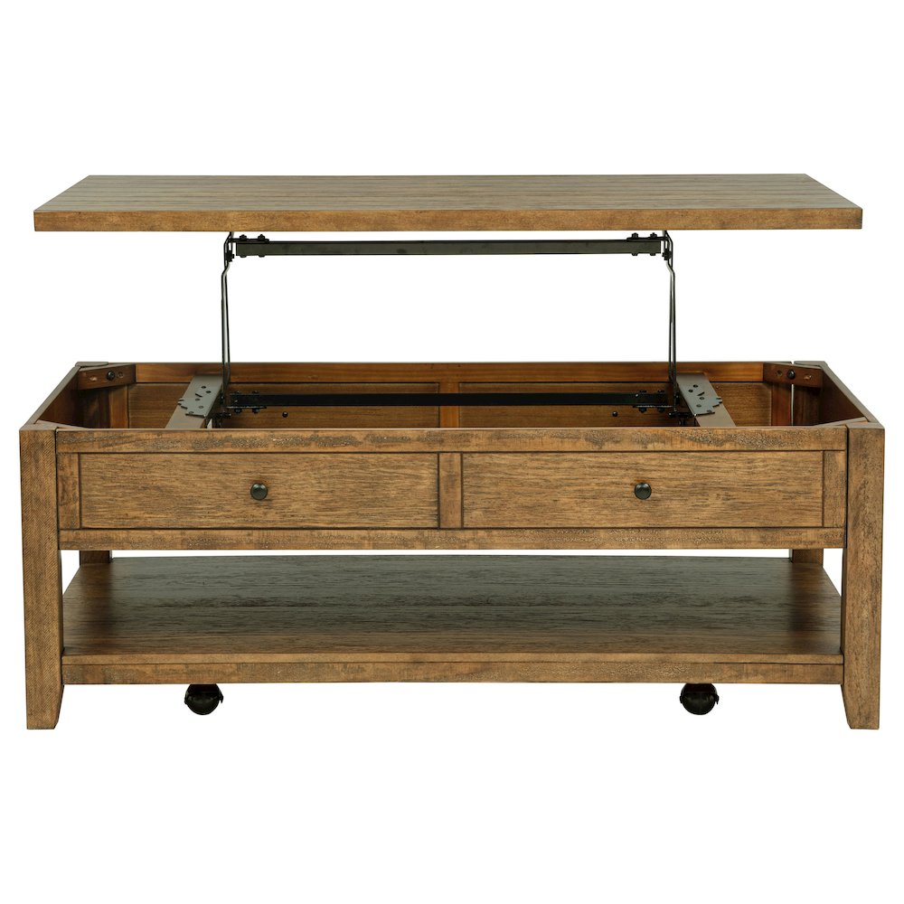 Payne 48-inch Mobile Lift Top Coffee Table Distressed Brown. Picture 6