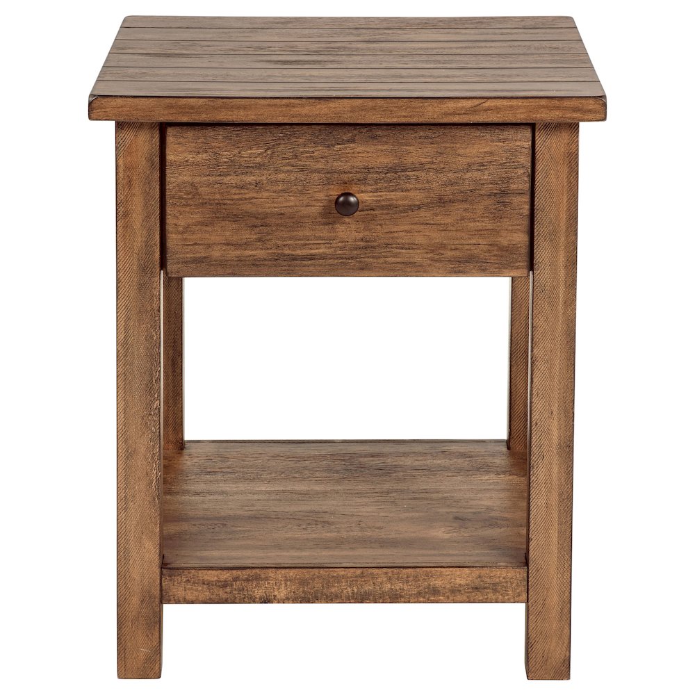 Payne 1-drawer Wood End Table with Shelf Distressed Brown. Picture 4