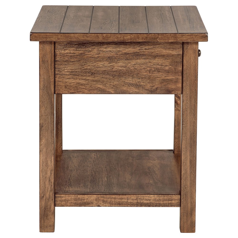 Payne 1-drawer Wood End Table with Shelf Distressed Brown. Picture 5