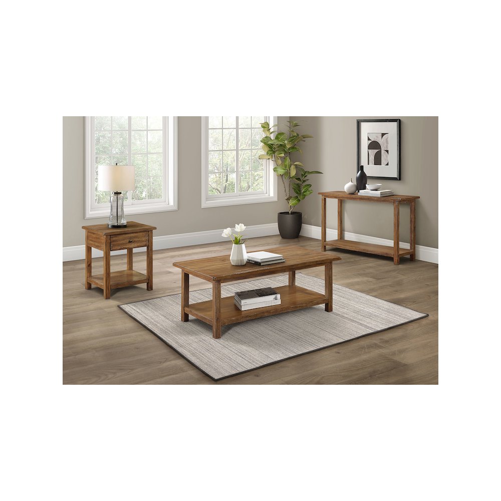 Payne 1-drawer Wood End Table with Shelf Distressed Brown. Picture 8