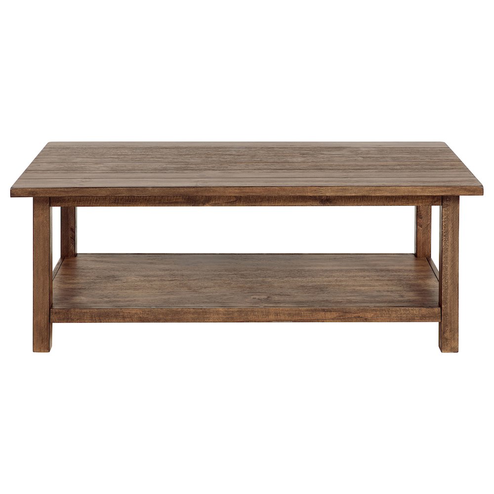Payne Wood Coffee Table with Shelf Distressed Brown. Picture 3