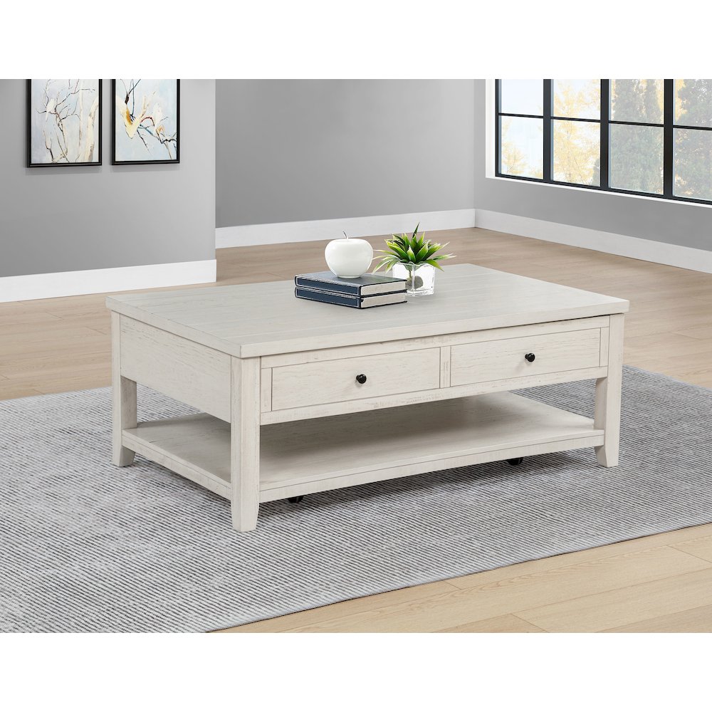 Payne 48-inch Mobile Lift Top Coffee Table Distressed White. Picture 2