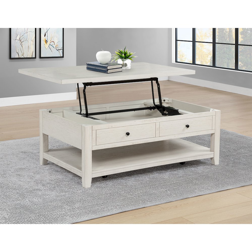 Payne 48-inch Mobile Lift Top Coffee Table Distressed White. Picture 3