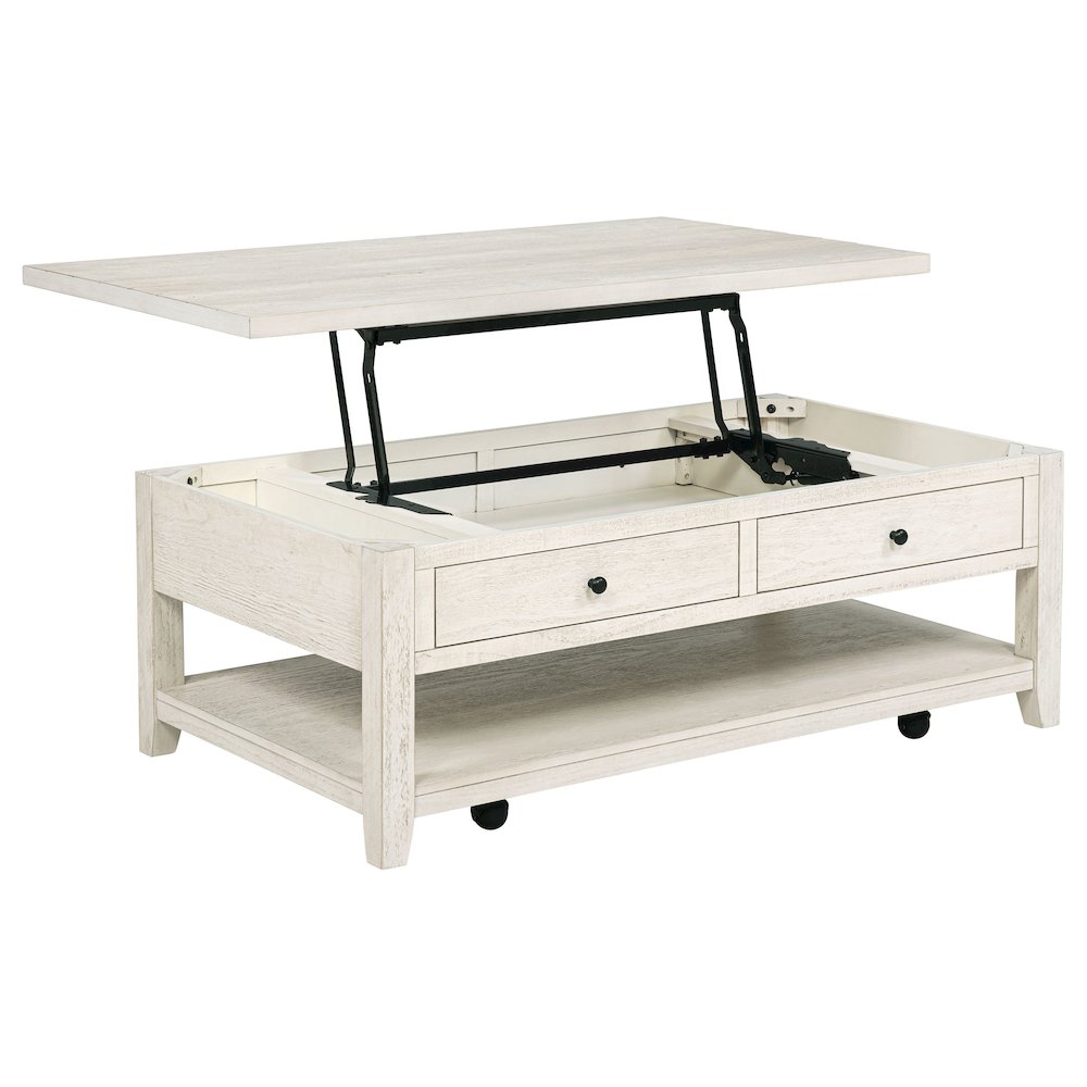 Payne 48-inch Mobile Lift Top Coffee Table Distressed White. Picture 1