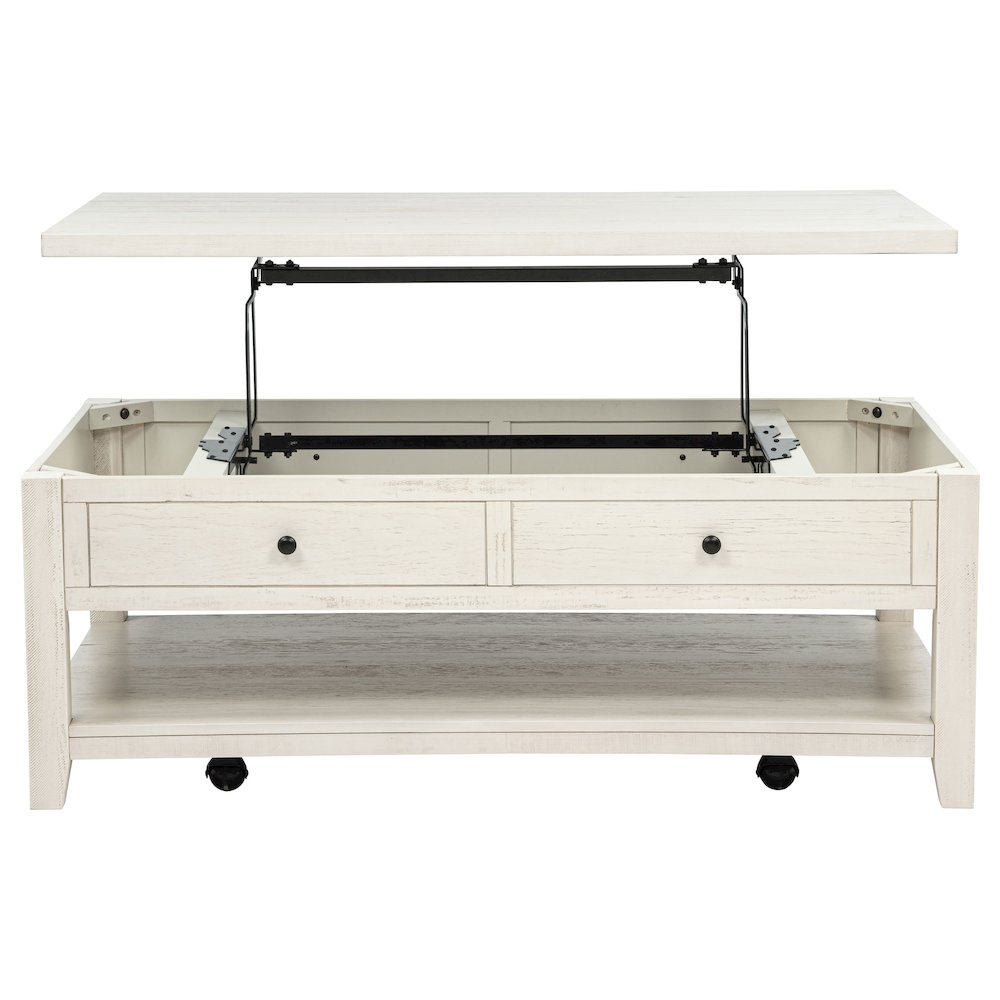 Payne 48-inch Mobile Lift Top Coffee Table Distressed White. Picture 6
