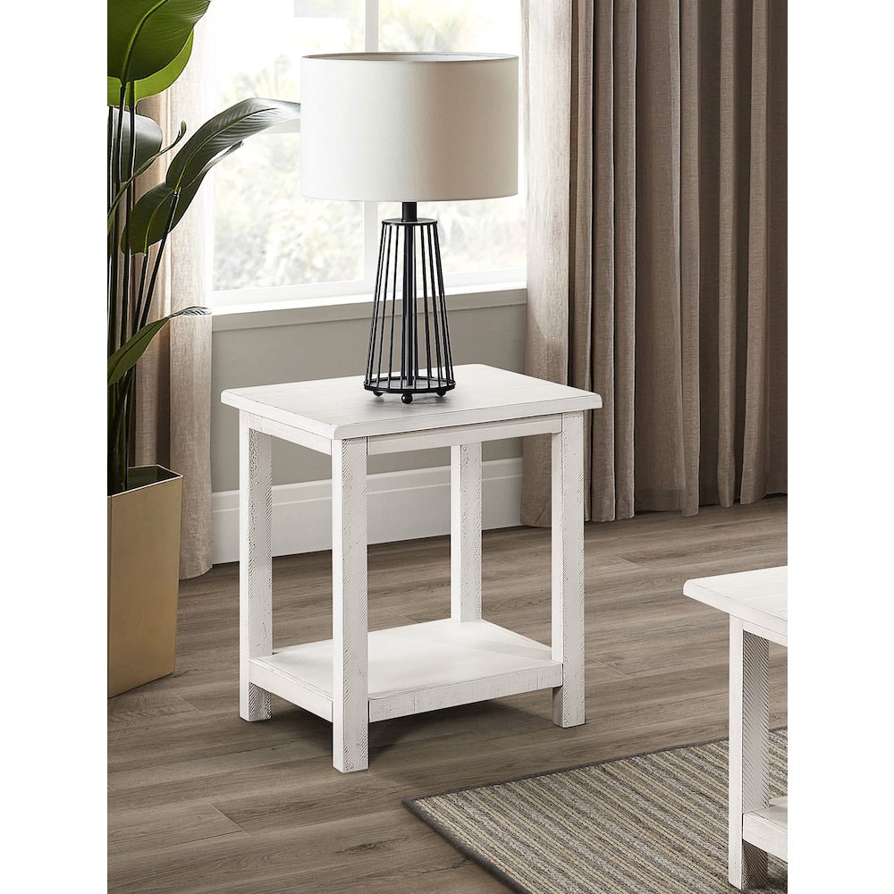 Payne Wood End Table with Shelf White. Picture 6