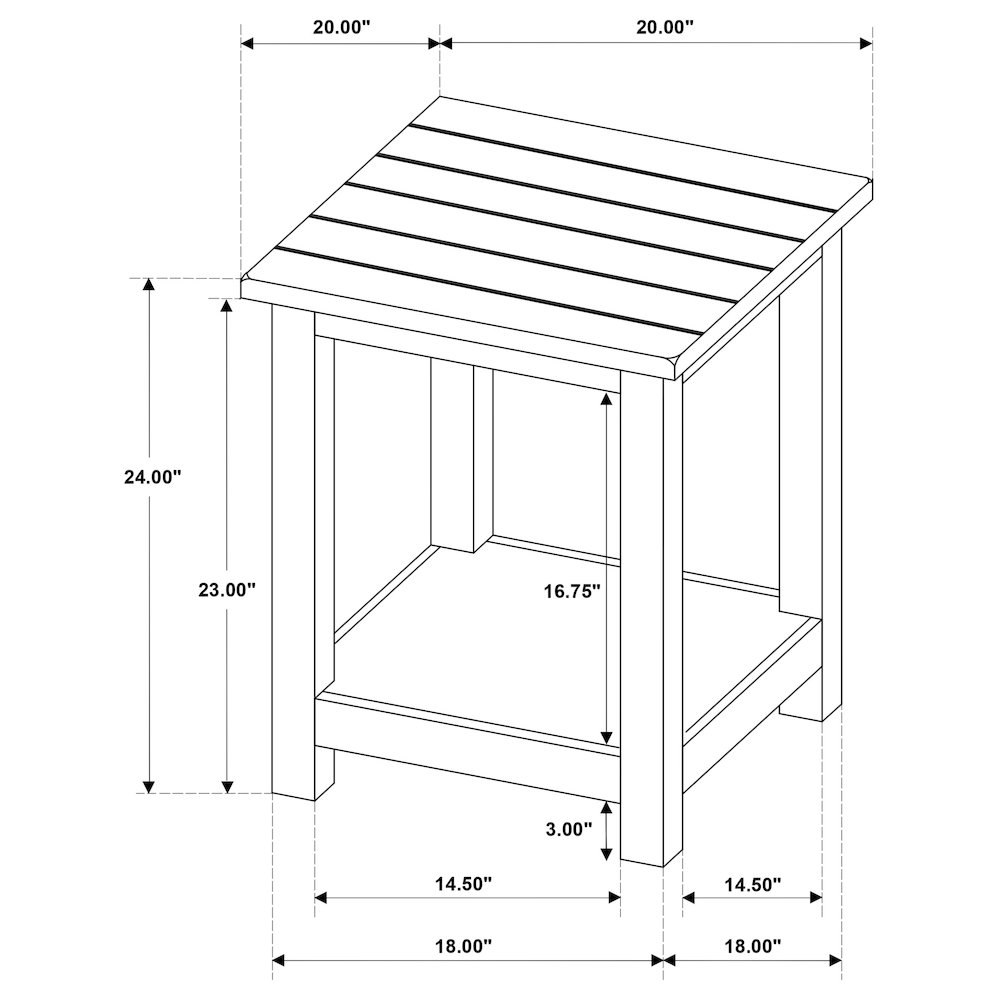 Payne Wood End Table with Shelf White. Picture 9