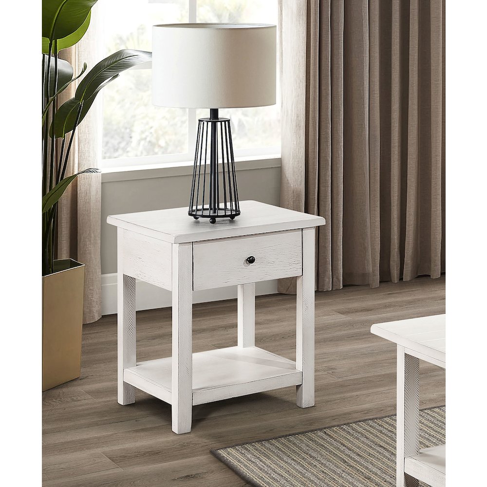 Payne 1-drawer Wood End Table with Shelf White. Picture 7