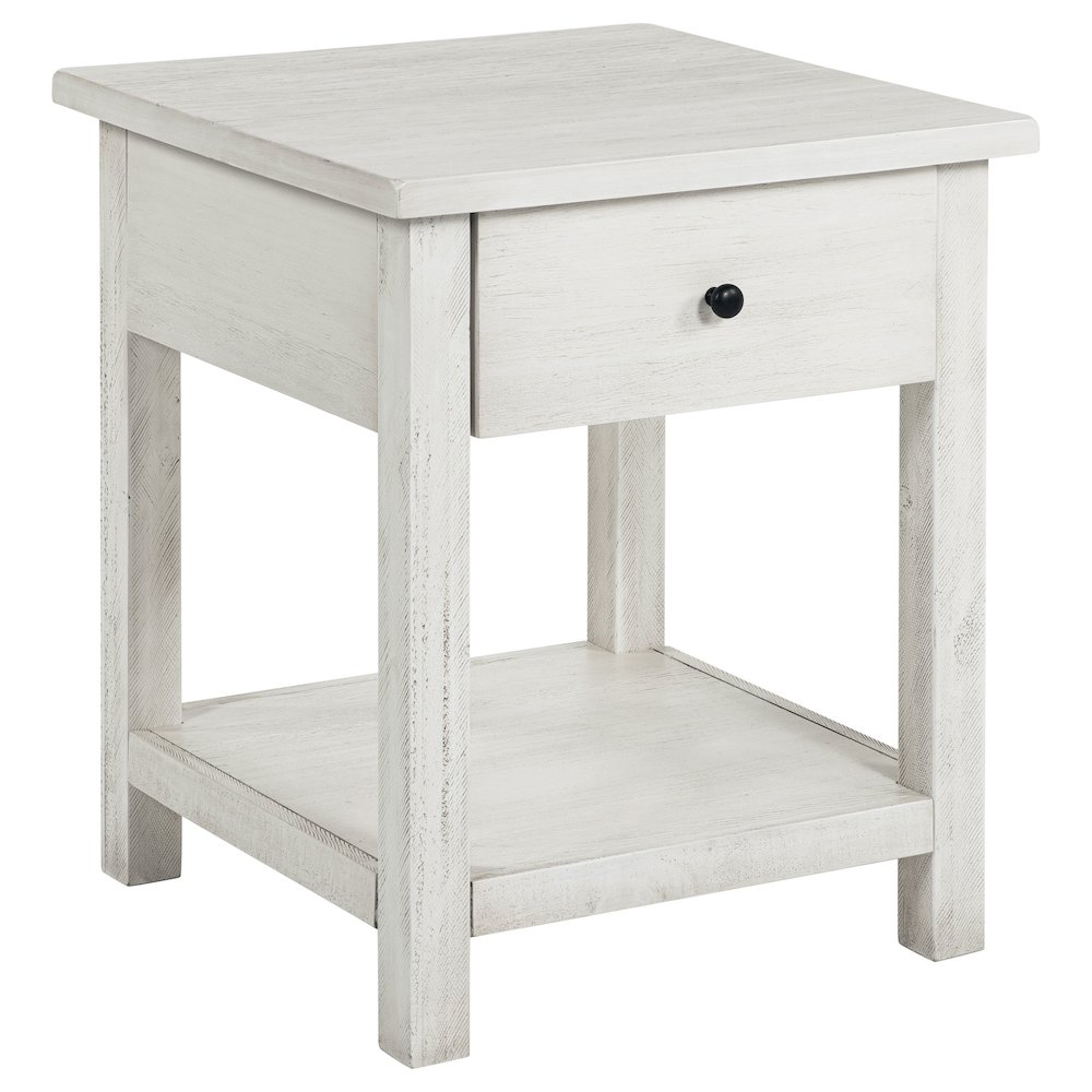 Payne 1-drawer Wood End Table with Shelf White. Picture 1