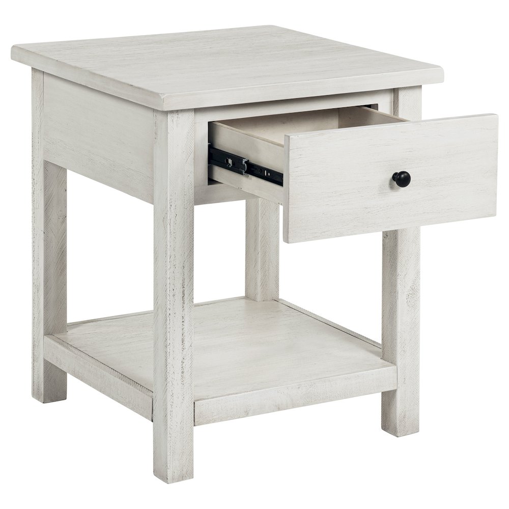 Payne 1-drawer Wood End Table with Shelf White. Picture 3