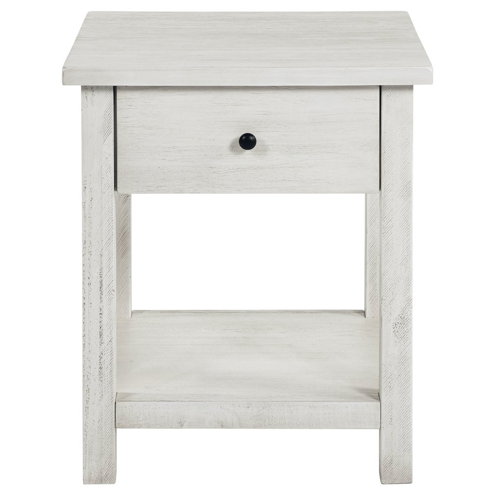 Payne 1-drawer Wood End Table with Shelf White. Picture 4