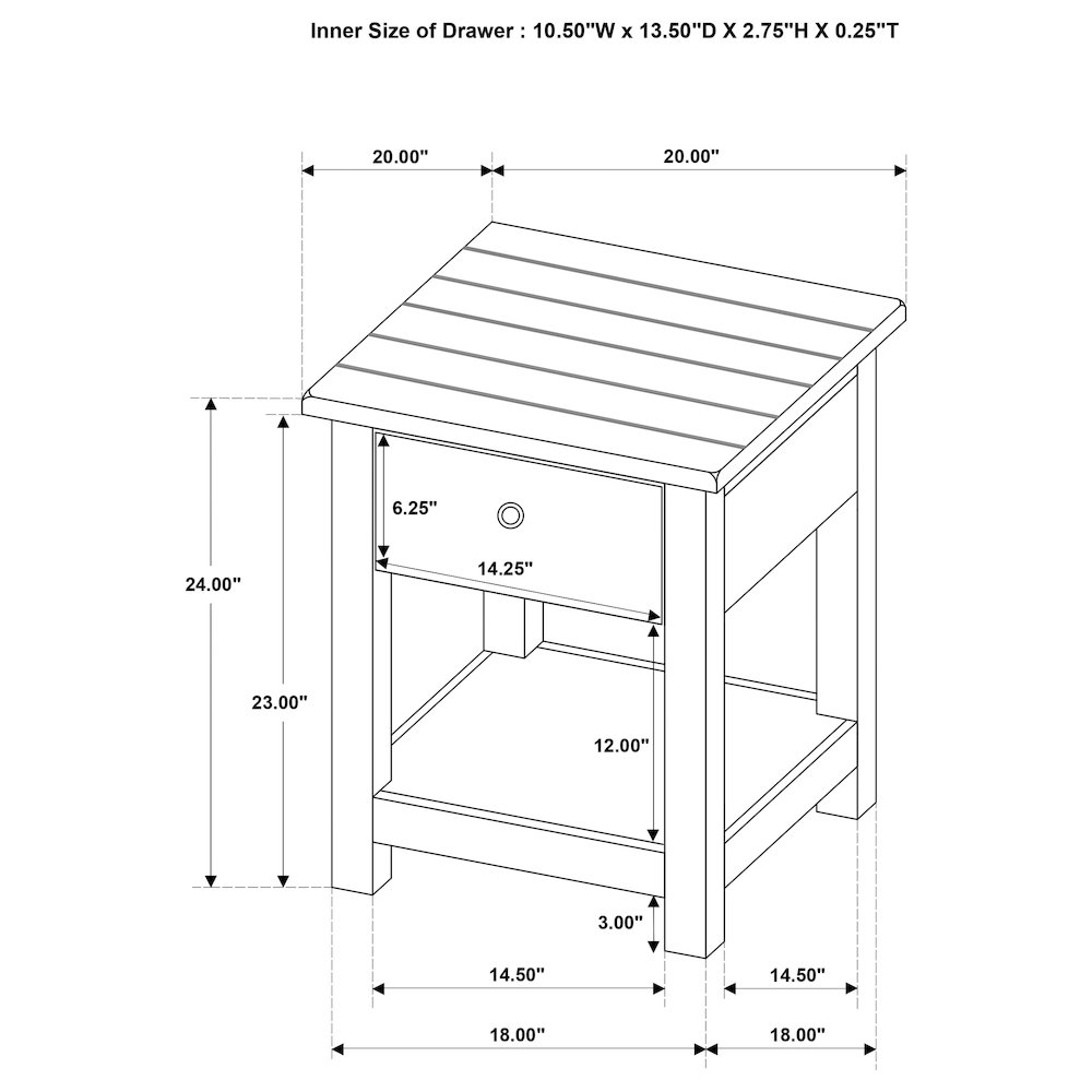 Payne 1-drawer Wood End Table with Shelf White. Picture 10