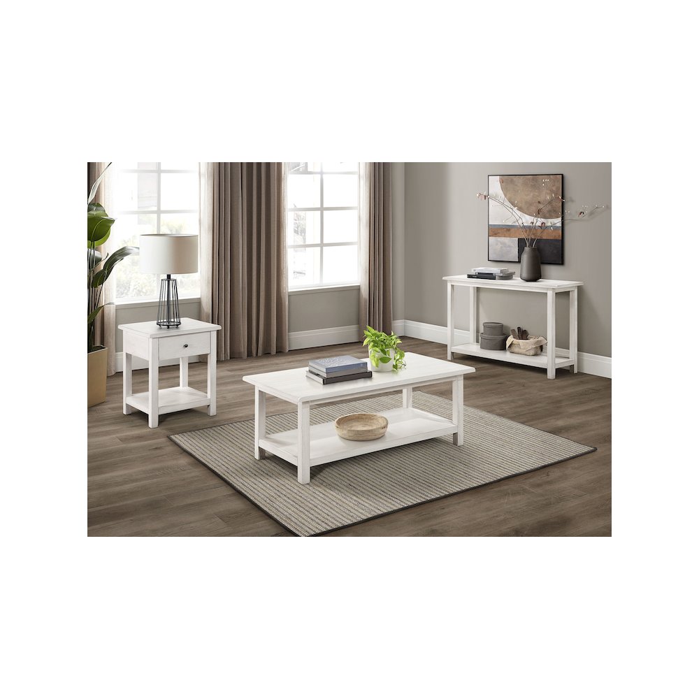 Payne 1-drawer Wood End Table with Shelf White. Picture 9