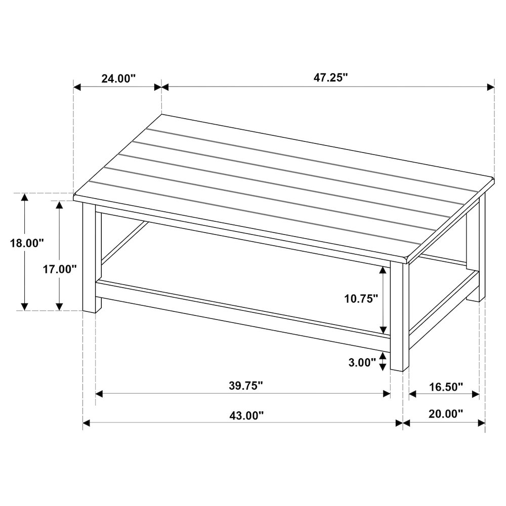 Payne Wood Coffee Table with Shelf White. Picture 9