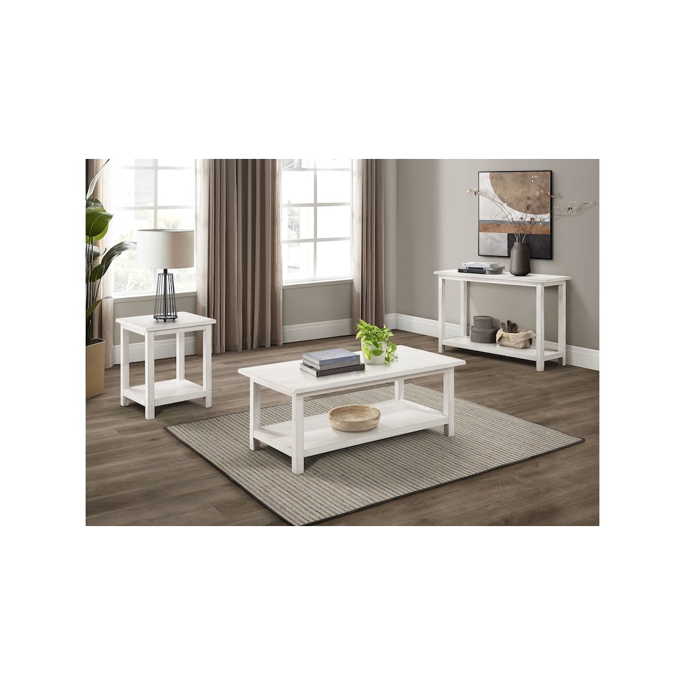 Payne Wood Coffee Table with Shelf White. Picture 8