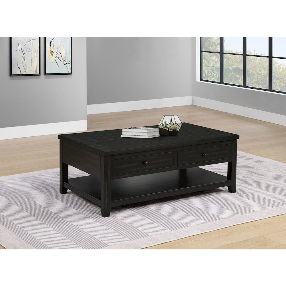 Payne 48-inch Mobile Lift Top Coffee Table Distressed Java. Picture 2