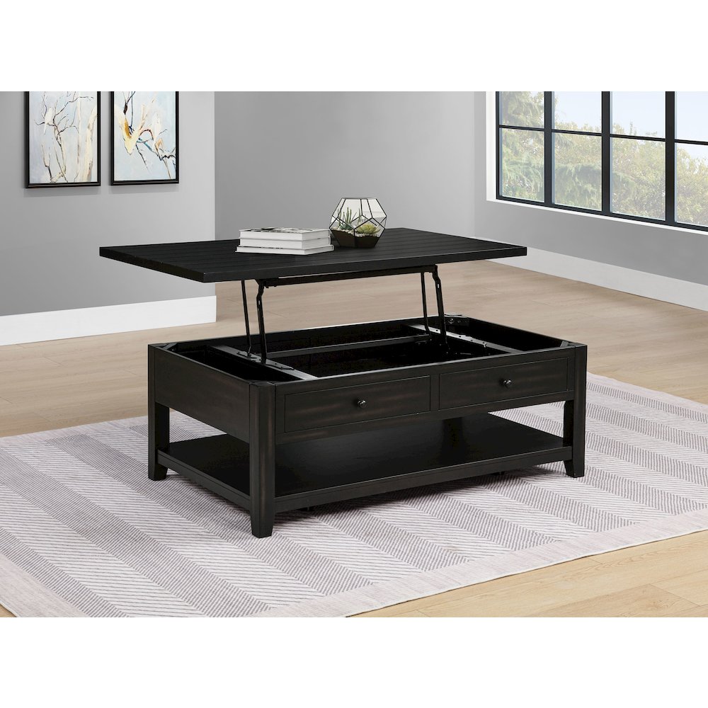 Payne 48-inch Mobile Lift Top Coffee Table Distressed Java. Picture 3