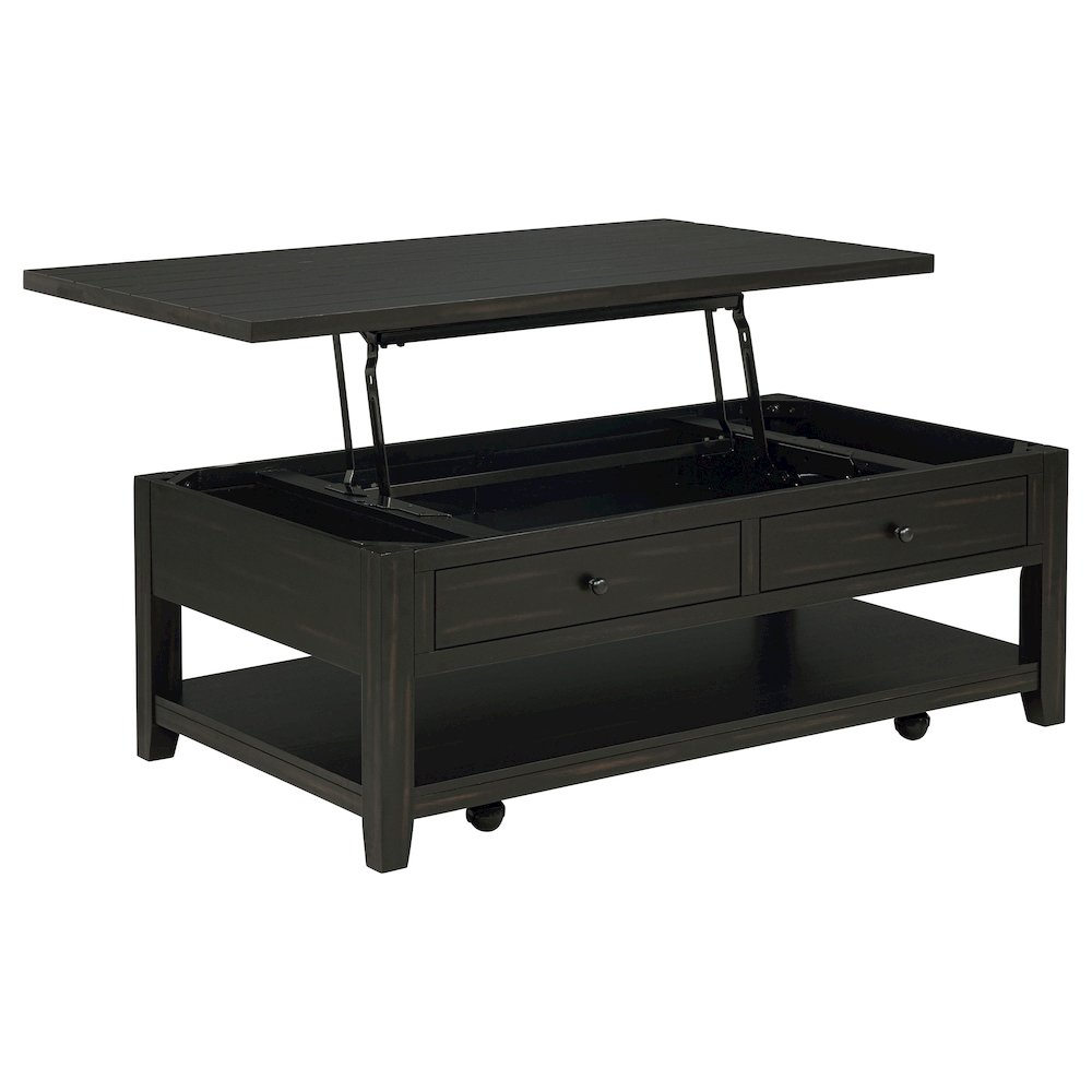 Payne 48-inch Mobile Lift Top Coffee Table Distressed Java. Picture 1