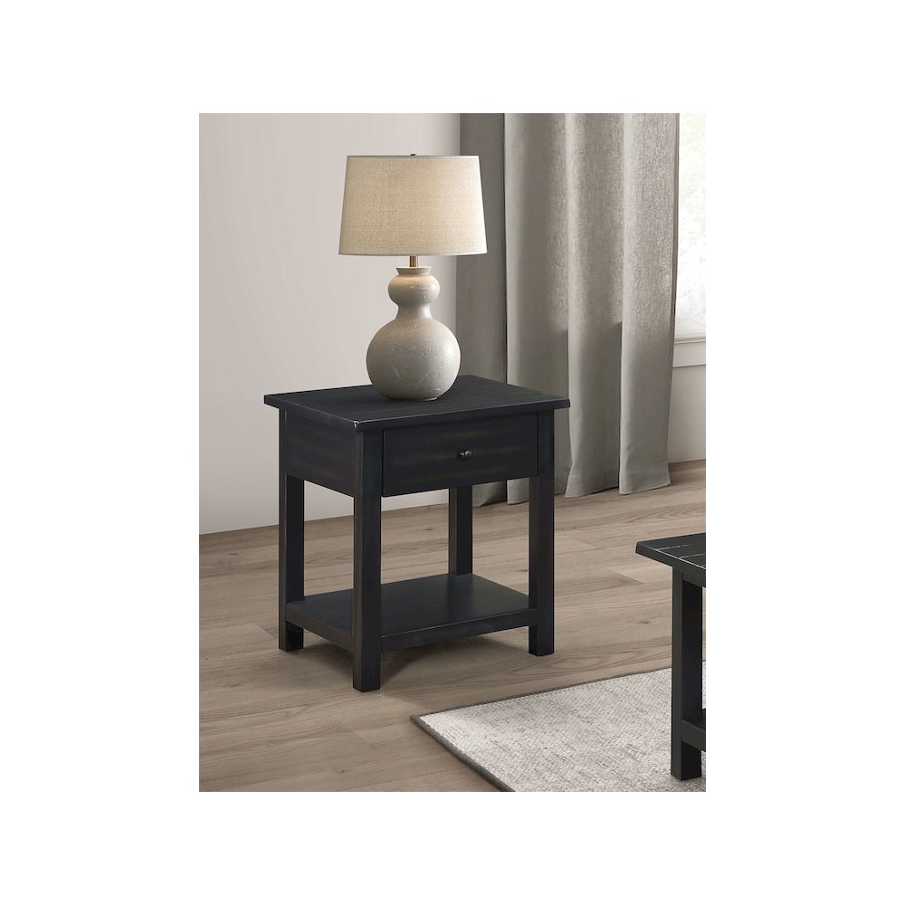 Payne 1-drawer Wood End Table with Shelf Java. Picture 9