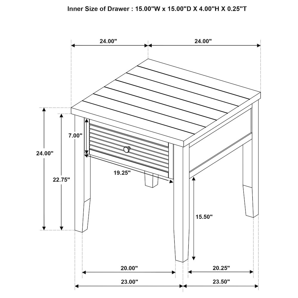 Concord 1-drawer Square End Table Distressed Java. Picture 11