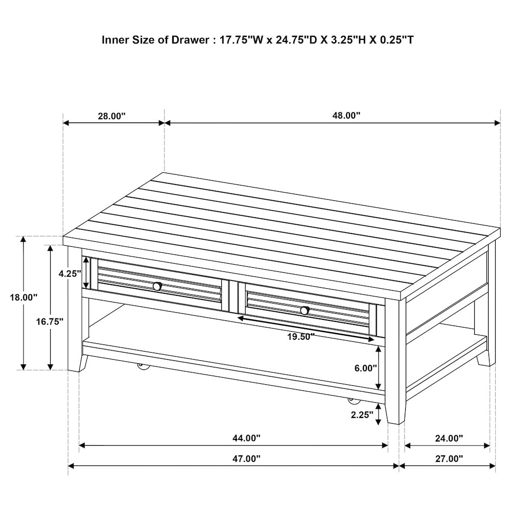 Concord 2-drawer Rectangular Coffee Table Distressed Java. Picture 11