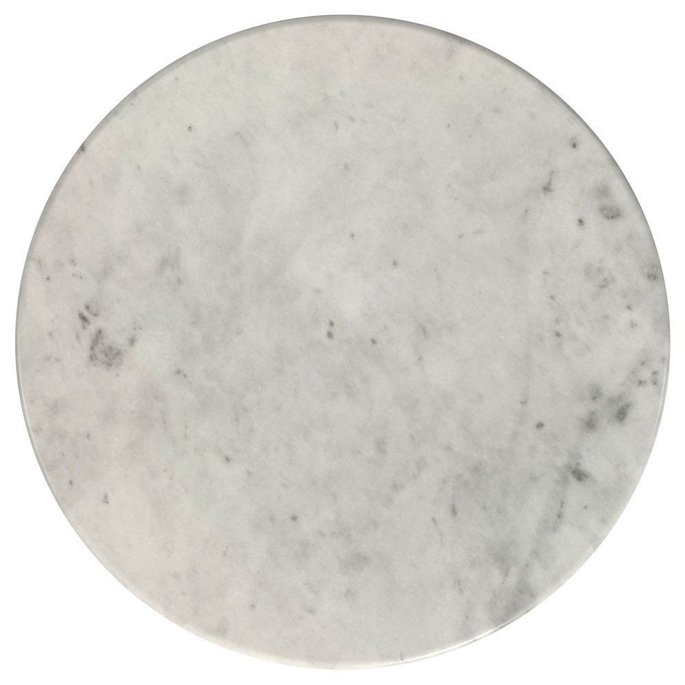 Hermas Round Genuine Marble Top Metal End Side Table White. Picture 6
