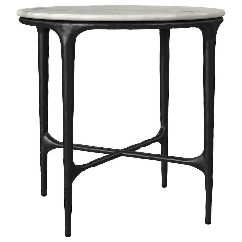 Hermas 2-piece Round Marble Coffee and End Table Set White. Picture 3