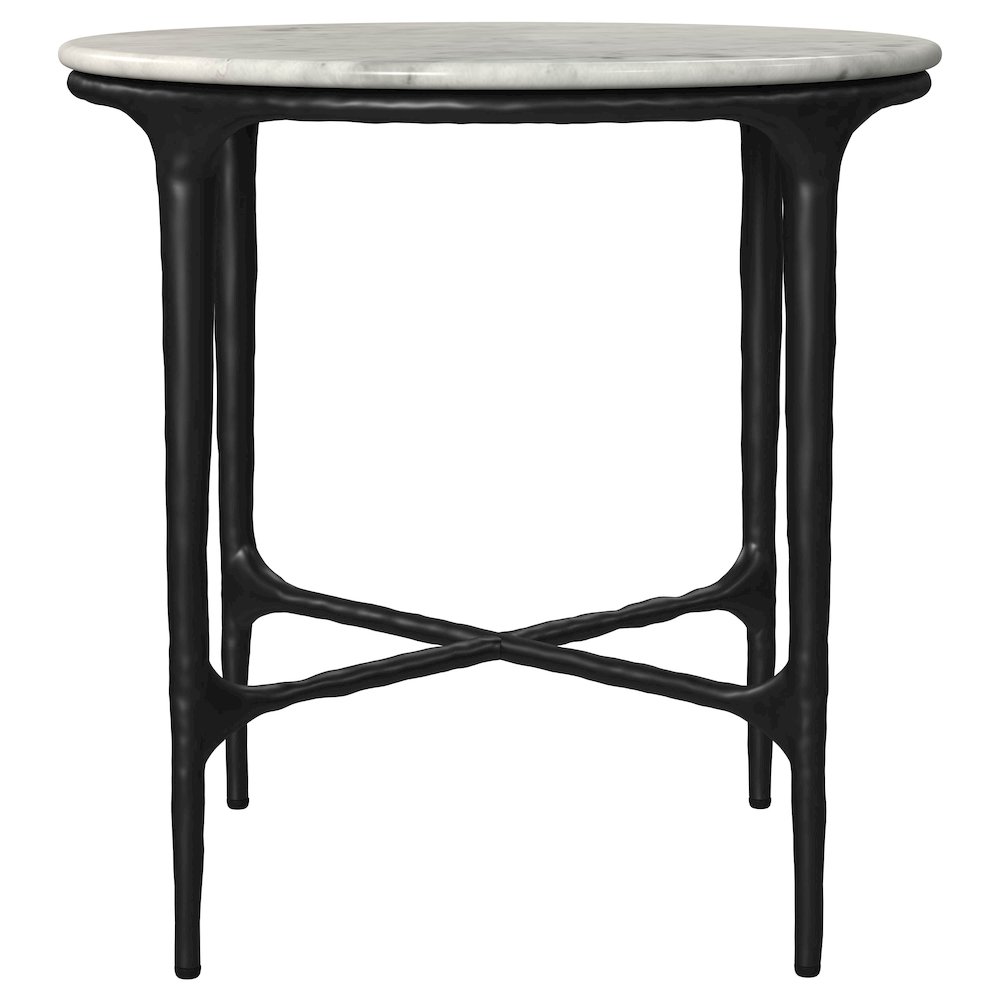 Hermas 2-piece Round Marble Coffee and End Table Set White. Picture 4