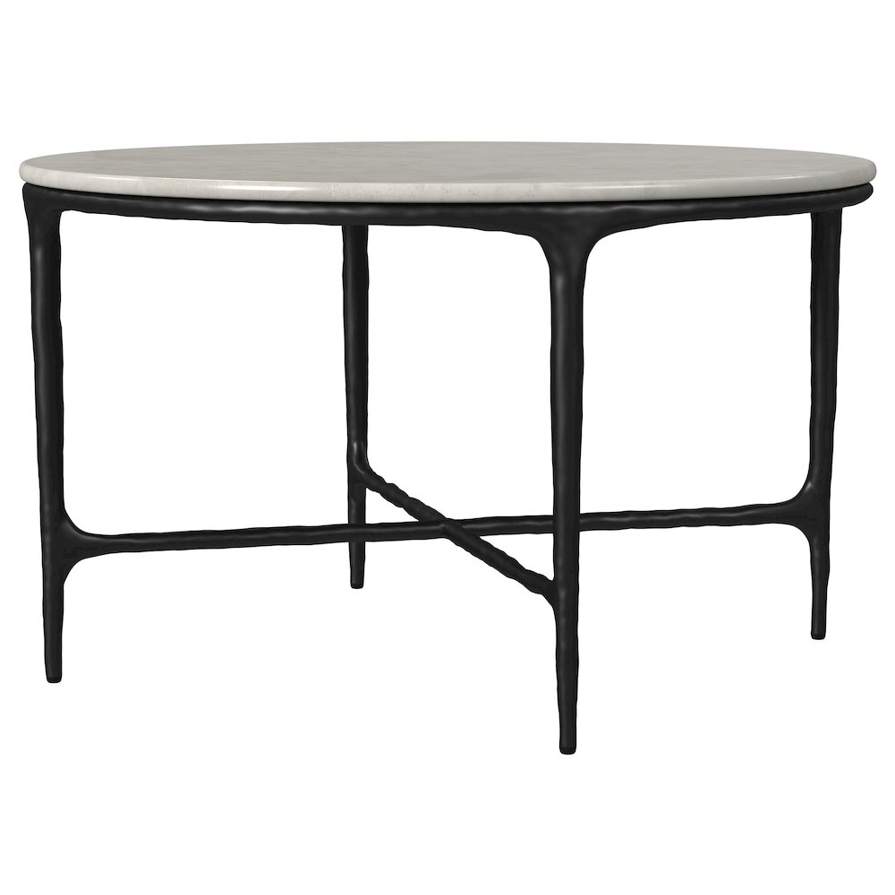 Hermas 2-piece Round Marble Coffee and End Table Set White. Picture 10