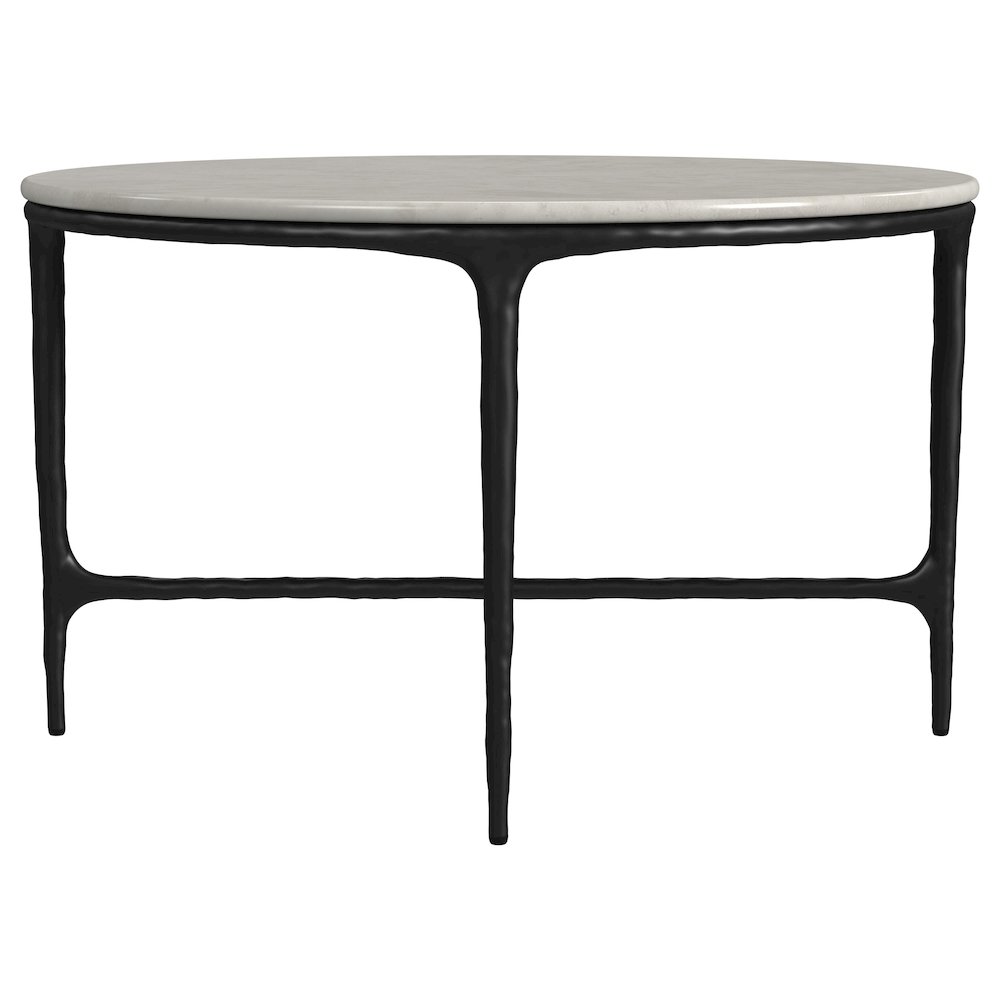 Hermas 2-piece Round Marble Coffee and End Table Set White. Picture 11