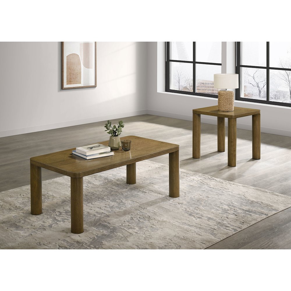 Castlewood 2-piece Cocktail Coffee Table Set Brown Oak. Picture 2