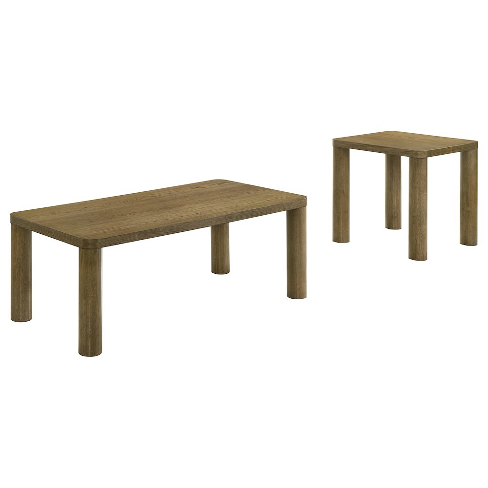 Castlewood 2-piece Cocktail Coffee Table Set Brown Oak. Picture 1