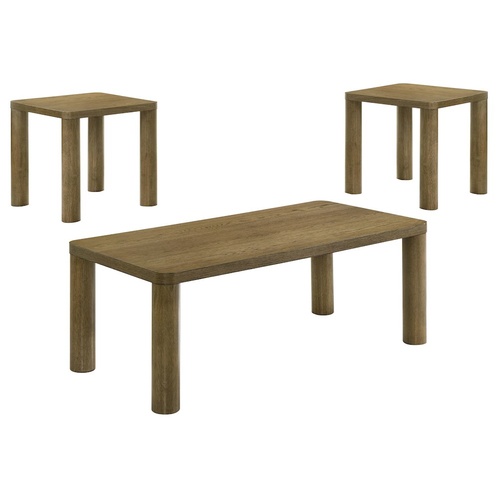 Castlewood 3-piece Cocktail Coffee Table Set Brown Oak. Picture 1