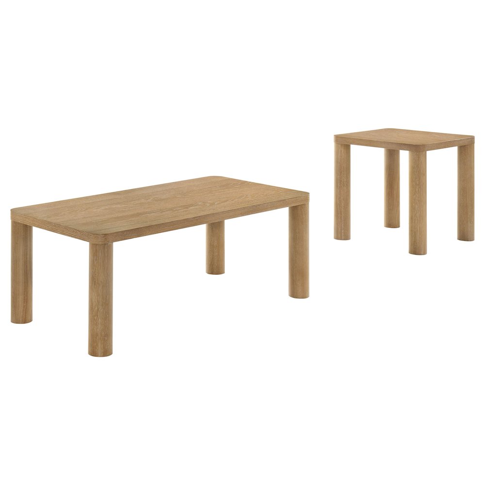 Castlewood 2-piece Cocktail Coffee Table Set Light Oak. Picture 1